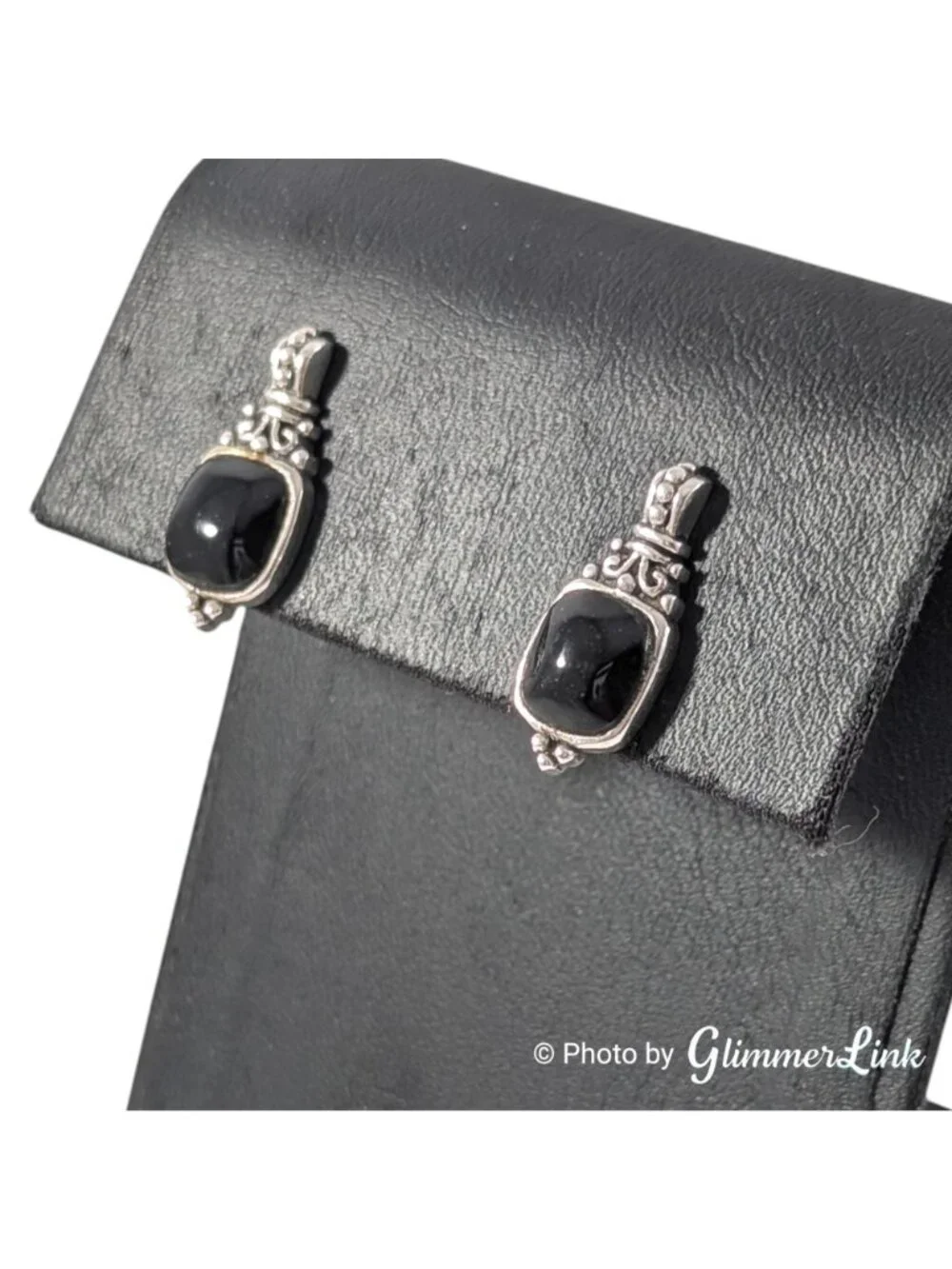 Vintage Marsala 925 Sterling Silver Black Onyx Drop Earrings